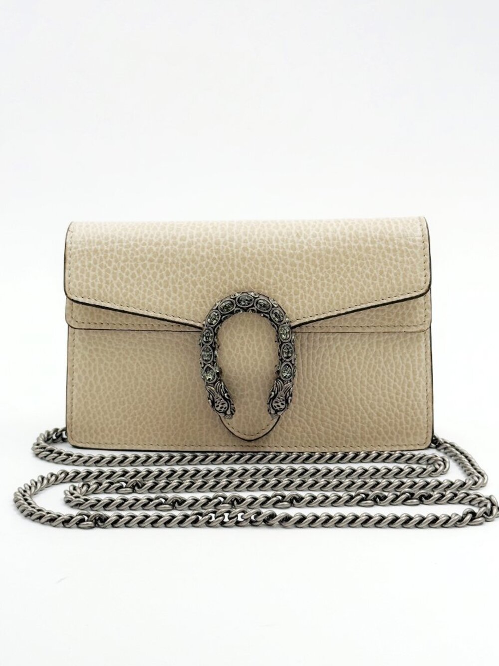 Gucci Dionysus Super Mini Beige Leather Crystal Shoulder Crossbody Bag